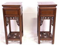 PAIR OF VINTAGE CHINESE ROSEWOOD STANDS