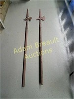 Two cast aluminum 75 inch pole axes