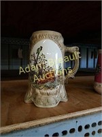 Antique elk / rabbit porcelain beer stein