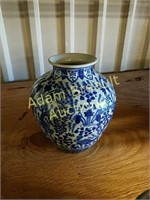 Vintage 9 inch blue porcelain fish vase