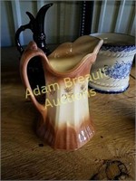 Vintage 9 inch two tone porcelain pitcher