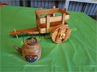 Custom 12 inch wood wagon and teapot