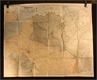 WWI large linen Literary Digest Liberty Map