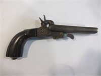 French Double Barrel Side by Side Pinfire Pistol,