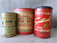 Lot of 3 Antique & Vintage Oil & Grease Cans