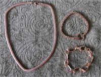 Rose Gold Over Sterling Necklace & Bracelets