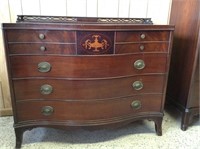 Antique Serpentine Sheraton Style Dresser