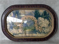 Antique Faux Grain Painted Convex Glass Frame