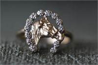 10k Gold & Diamond Accent Horseshoe Ring