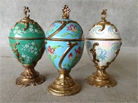 3 Franklin Mint House of Fabrerge Musical Eggs