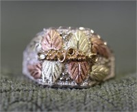 12k Black Hills Gold & Sterling Silver Men's Ring