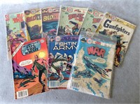 9 pcs. 1970's Charlton Comics Cowboy & Military