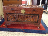 Vintage Heavily Carved Asian-theme Trunk