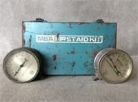 Vintage MSA First Aid Kit & Mine Gauges