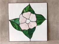 Vintage Stained Glass Flower Panel