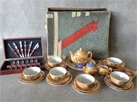 ca. 1930's Toy Tea Set & Flatware Set