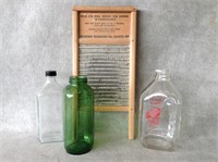 Vintage Lingerie Washboard & Vintage Bottles