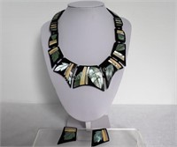 Mother of Pearl & Black Lacquer Necklace Set
