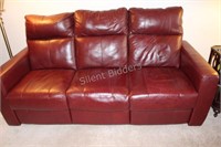 Elran Burgundy Leatherette Reclining Couch