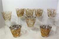Gold Raised Embossed Decorative Whiskey Glasses