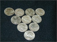 10 SILVER EARLY WAR 1930'S WASHINGTON QUARTERS