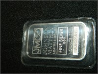 1 oz JOHNSON MATTHEY SILVER WAFER BAR