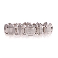 A Gent's 14K White Gold Geometric Diamond Bracelet