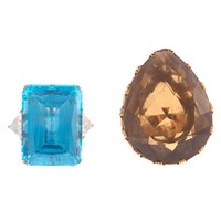 A Pair of Lady's Gemstone Cocktail Rings in Gold