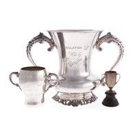 A trio of sterling silver trophy cups