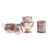 A collection of sterling silver table items