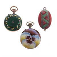 A Trio of Lady's Enamel Pocket Watches
