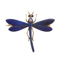 A Lady's Blue Enamel & Diamond Dragonfly Pin