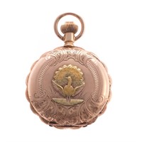 A Unique Waltham Pocket Watch in 14K Gold