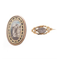 A Painted Miniature Brooch & Mourning Pin