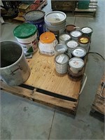 Misc paint, aluminum pot