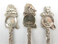 Set of 3 Sterling Silver GOLD RUSH Souvenir Spoons