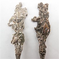 Pair of Full Figural Cowboy Sterling Silver Spoons