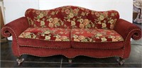 Camel Back Sofa with Rolled Arms & Claw Feet