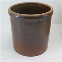 Small 2-Gallon Brown Salt Glaze Pottery Crock