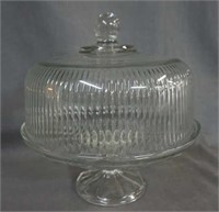 Vintage Pressed Glass 10" Cake Plate with Cover
