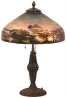 14 in. Pittsburgh Reverse Painted Table Lamp