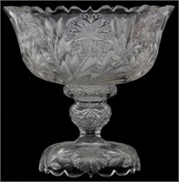 Large American Cut Glass Punchbowl & Pedestal