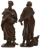Pr. Continental 18th C. Carved Wooden Figures