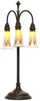 Quezal 3 Light Pulled Feather Lily Lamp