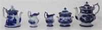 10 Assorted Flow Blue Tea Set Pieces