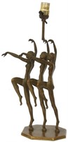 Attr: Henri Lauter Deco Bronze Lamp