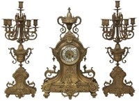 French Bronze 3 Pc. Clock Set
