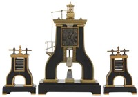 3 Pc. French Industrial Steam Hammer Clock Set