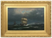 Laurits Holst O/C Seascape with Ships