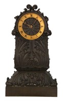 French Bronze Acanthus Rococo Mantle Clock